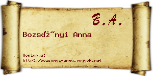 Bozsányi Anna névjegykártya